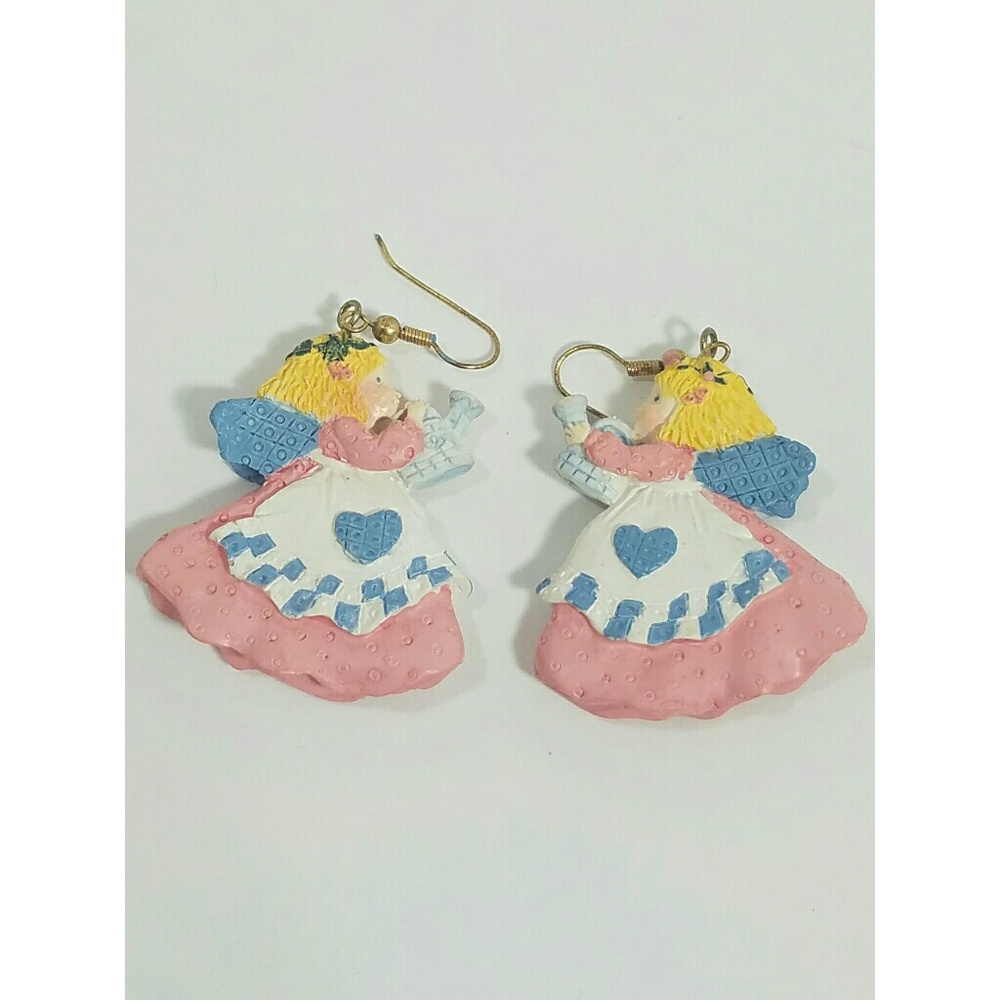 3 for $15 Vintage Hand Painted Angel Drop Earrings